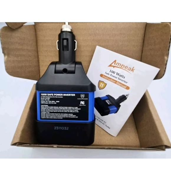 Ampeak 100W Car Power Inverter 4.8A Dual USB Ports AC Outlet 11 Safe Protecti... - Picture 2 of 8